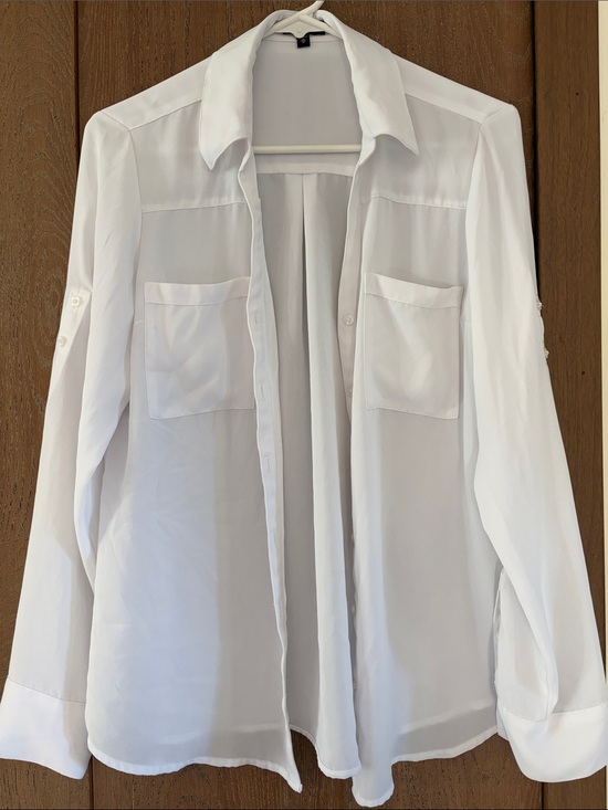 Express Tops - Express White Semi-Sheer Button-Front Blouse